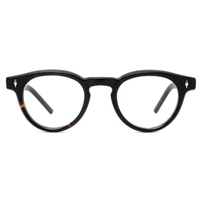 Classic Round Thick Acetate Optical Frame - Glossy Jet Black