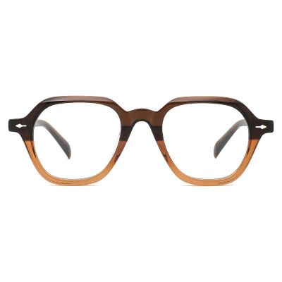 Modern Geometric Thick Acetate Glasses - Caramel Brown Gradient