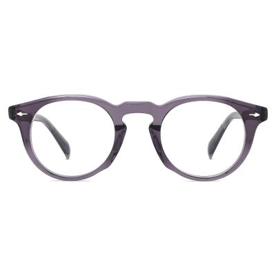 Retro Round Thick Acetate Frame - Translucent Smoky Purple