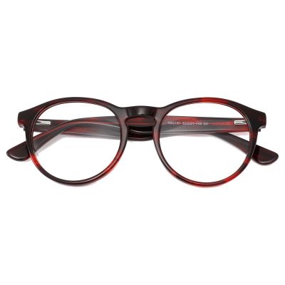 Retro Round Acetate Optical Frame - Red Tortoise Shell