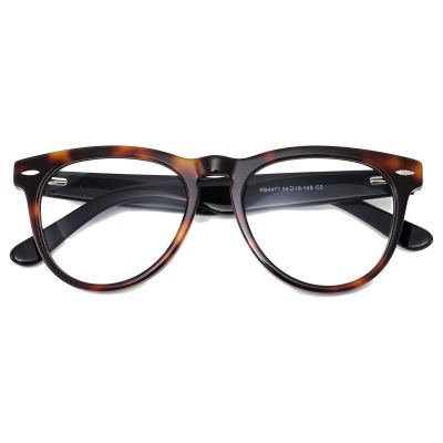 Retro Wayfarer Acetate Glasses - Dark Grey Tortoise
