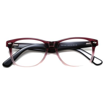 Gradient Square Acetate Frame - Burgundy-to-Clear Fade