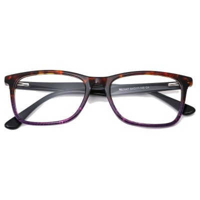 Modern Square Acetate Frame - Black with Purple Inner Rim