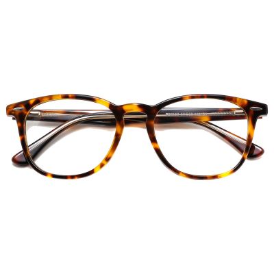 Classic Round Acetate Glasses - Golden Amber Tortoise