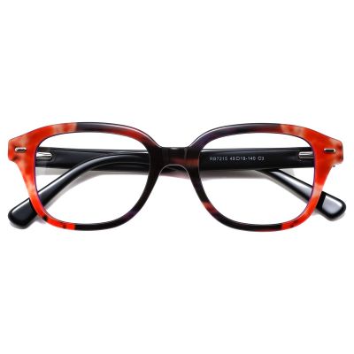 Bold Two-Tone Square Acetate Frame - Black with Red-Orange Temples
