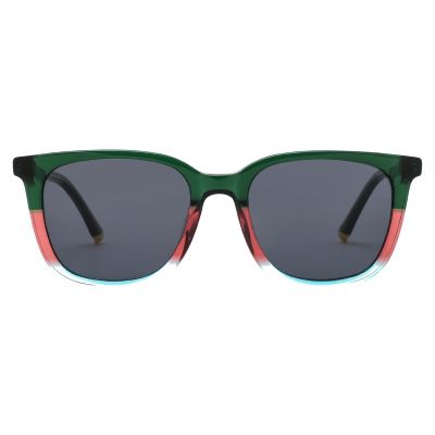 Bold Square Acetate Sunglasses - Green Layered Color-Blocked Frame