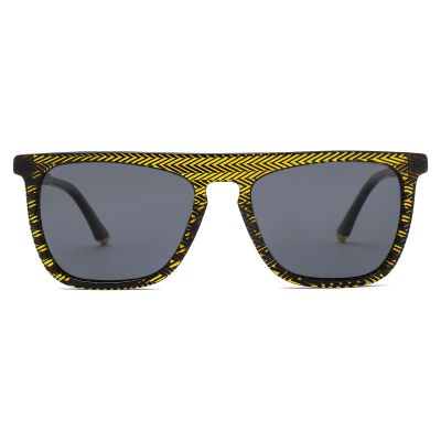 Statement Wayfarer Acetate Sunglasses - Black-Yellow Woven Texture Frame