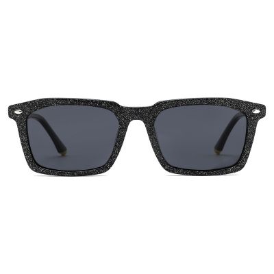 Modern Square Acetate Sunglasses - Textured Black Frame