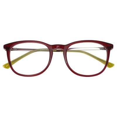 Classic Soft Square Acetate Optical Frame - Burgundy with Metal-Core