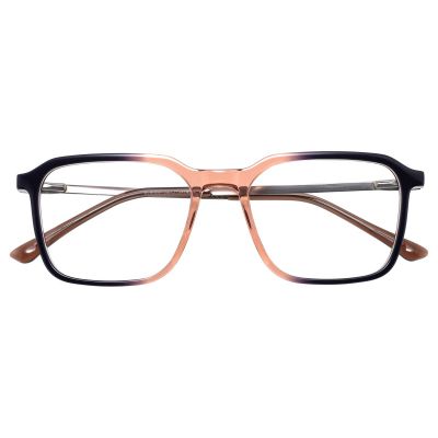 Chic Soft Square Acetate Optical Frame - Rose-Brown Gradient with Metal Temples