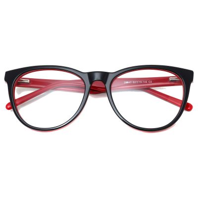 Elegant Cat-Eye Acetate Optical Frame - Black-Red Gradient