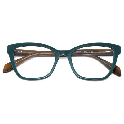 Modern Cat-Eye Acetate Optical Frame - Deep Teal Green