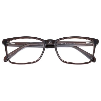 Refined Rectangular Acetate Glasses - Translucent Dark Brown