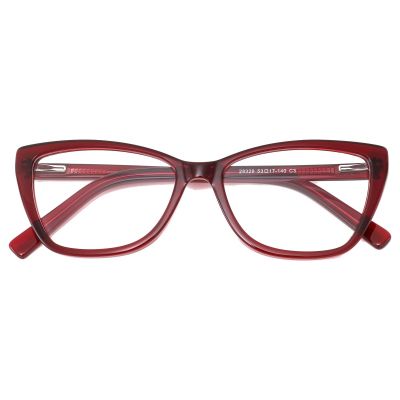 Elegant Cat-Eye Acetate Optical Frame - Wine Red Finish