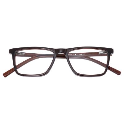Minimalist Rectangular Acetate Glasses - Dark Brown Crystal
