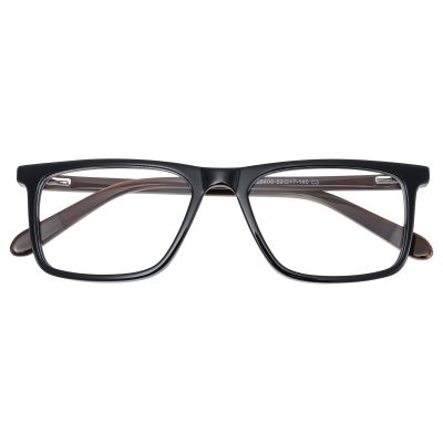 Professional Rectangular Acetate Frame - Polished Graphite Black