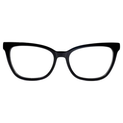 Bold Cat-Eye Acetate Optical Frame - Solid Glossy Black