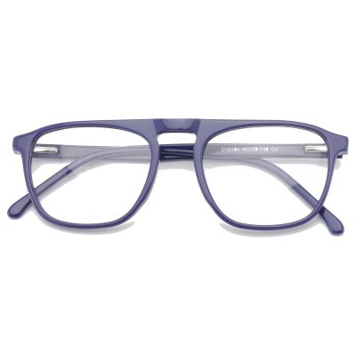 Retro Navigator Acetate Frame - Translucent Blue-Grey Double Bridge