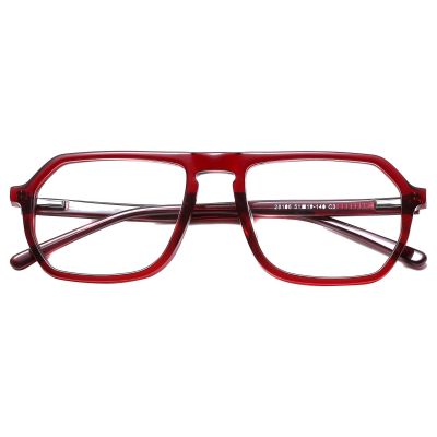 Retro Navigator Acetate Optical Frame - Transparent Red Double Bridge