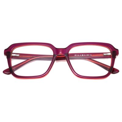 Modern Square Acetate Glasses - Translucent Berry Purple