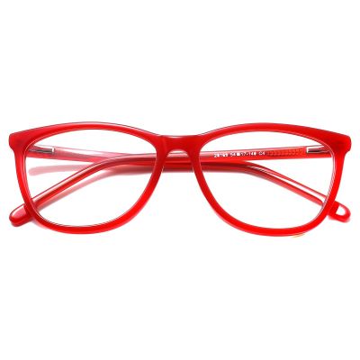 Elegant Cat-Eye Acetate Frame - Glossy Transparent Red