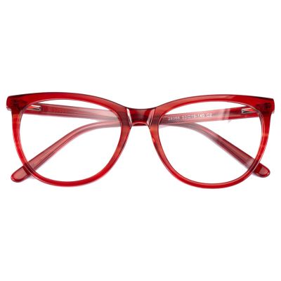 Elegant Cat-Eye Acetate Glasses - Glossy Cherry Red