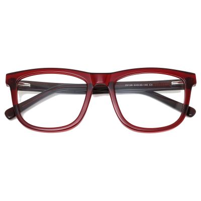 Warm Rectangular Acetate Glasses - Reddish Brown Transparent