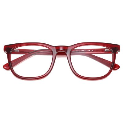 Bold Square Acetate Frame - Transparent Claret Red