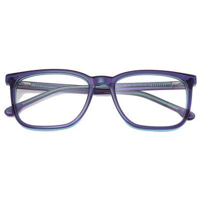 Sleek Square Acetate Frame - Translucent Indigo Blue