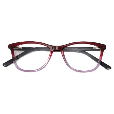 Elegant Cat-Eye Acetate Glasses - Black-to-Pink Gradient