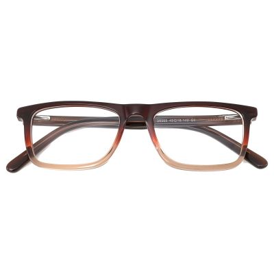 Soft Rectangular Acetate Glasses - Brown-to-Clear Gradient