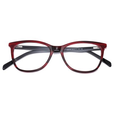 Modern Cat-Eye Acetate Frame - Black-to-Burgundy Gradient