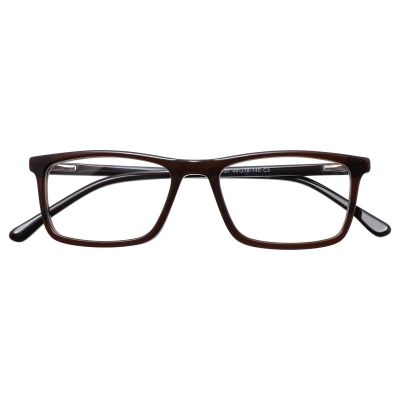 Sophisticated Square Acetate Frame - Dark Reddish Brown