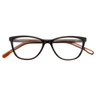 Elegant Cat-Eye Acetate Glasses - Black Front with Amber Temples