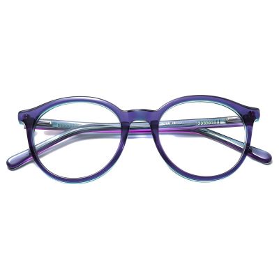 Playful Round Acetate Optical Frame - Transparent Blue-Purple