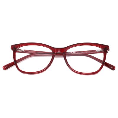 Elegant Cat-Eye Acetate Frame - Crystal Red