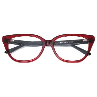 Modern Square Acetate Glasses - Red with Grey Inner Rim