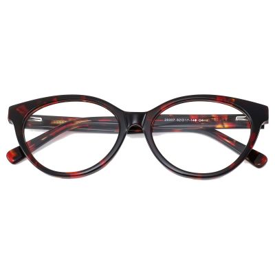 Retro Round Acetate Frame - Red-Black Tortoise