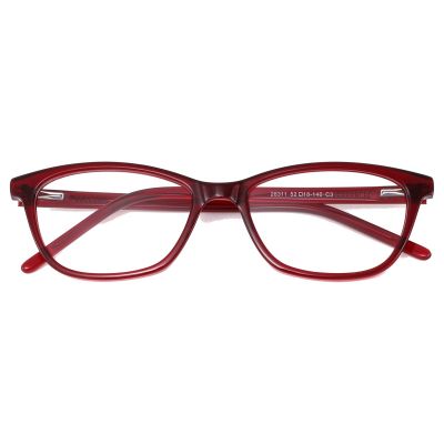 Refined Rectangular Acetate Glasses - Transparent Wine Red