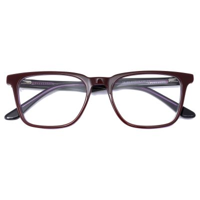 Sleek Square Acetate Glasses - Mulberry Brown