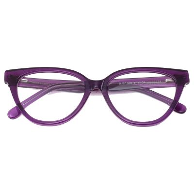 Modern Cat-Eye Acetate Glasses - Deep Grape Purple