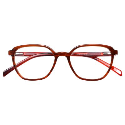 Vintage Square Acetate Glasses - Red Amber Tortoise