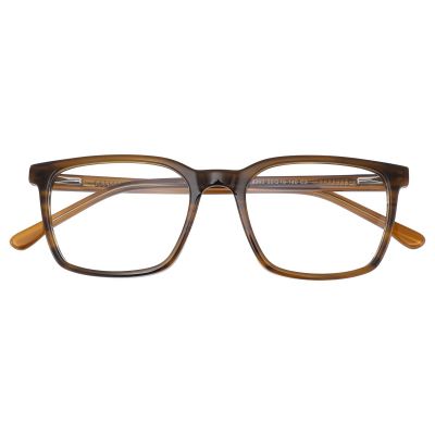 Retro Square Acetate Glasses - Transparent Olive Brown