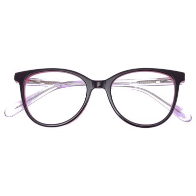 Soft Cat-Eye Acetate Glasses - Black-to-Lilac Gradient