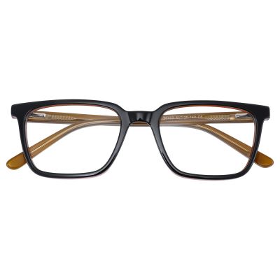 Classic Square Acetate Frame - Black Front with Tortoise Temples