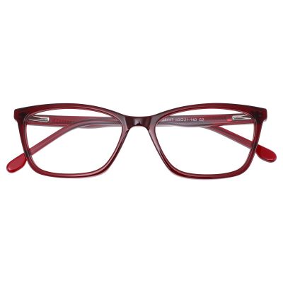 Refined Square Acetate Glasses - Claret Red Finish