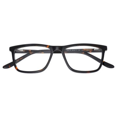 Modern Square Acetate Frame - Black with Tortoise Temples