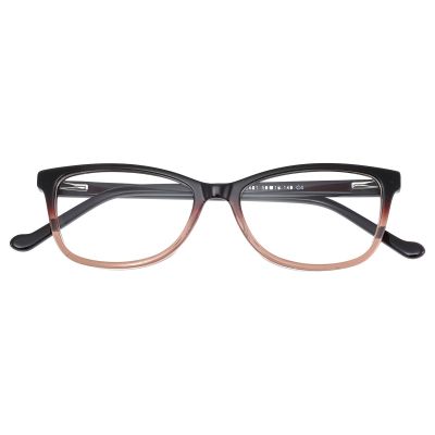 Gradient Square Acetate Glasses - Black-to-Blush Fade