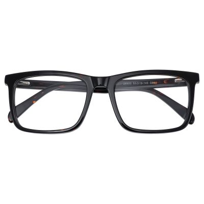 Bold Oversized Square Acetate Frame - Glossy Jet Black