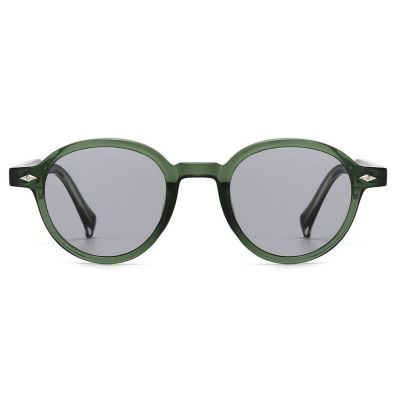 Green Round Sunglasses Diamond Stud Temple